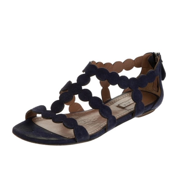 ALAÏA Blue Suede Scalloped Gladiator Sandals | IT 36 (US 5.5) - Picture 2 of 5